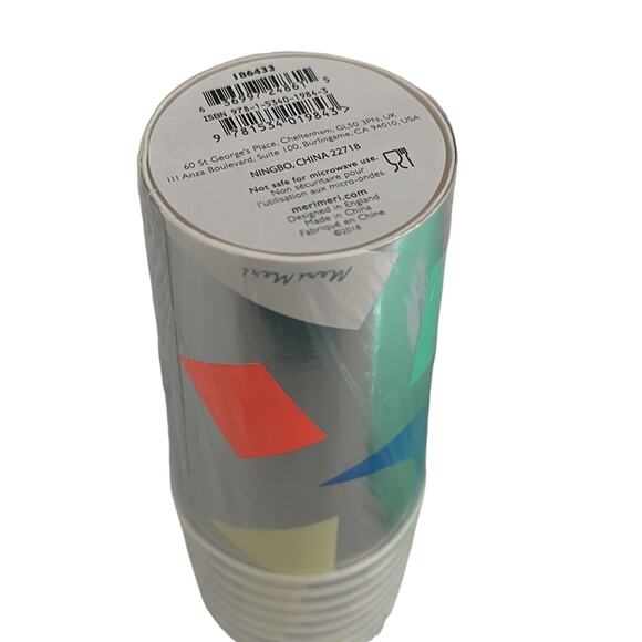 Meri Meri Silver Foil Geometric Dinner Plates (8)  Cups (8) Party Supplies NEW - Picture 5 of 5